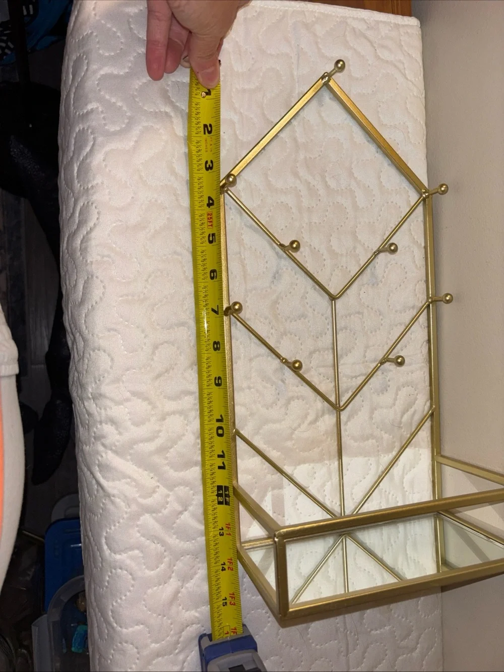 Gold Mirrored Jewelry Organizer Stand - Home Storage & Organization